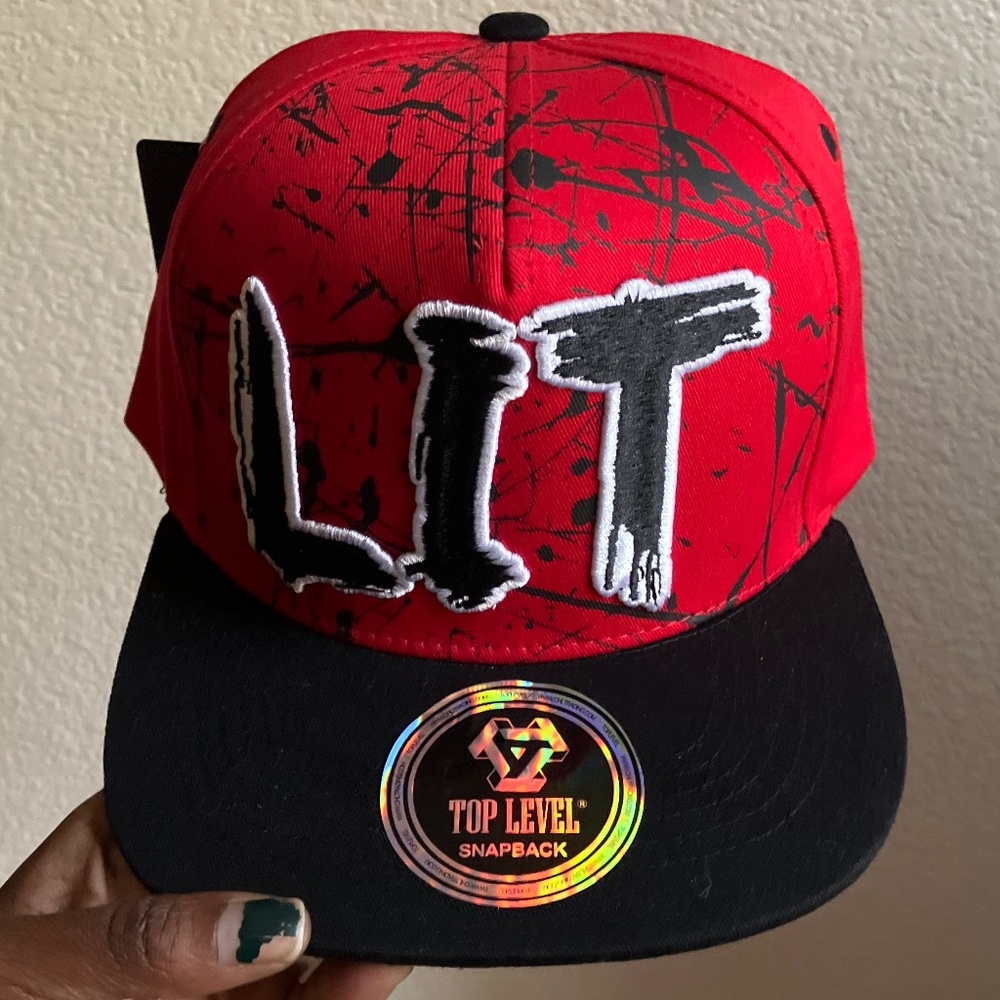LIT red and black baseball cap